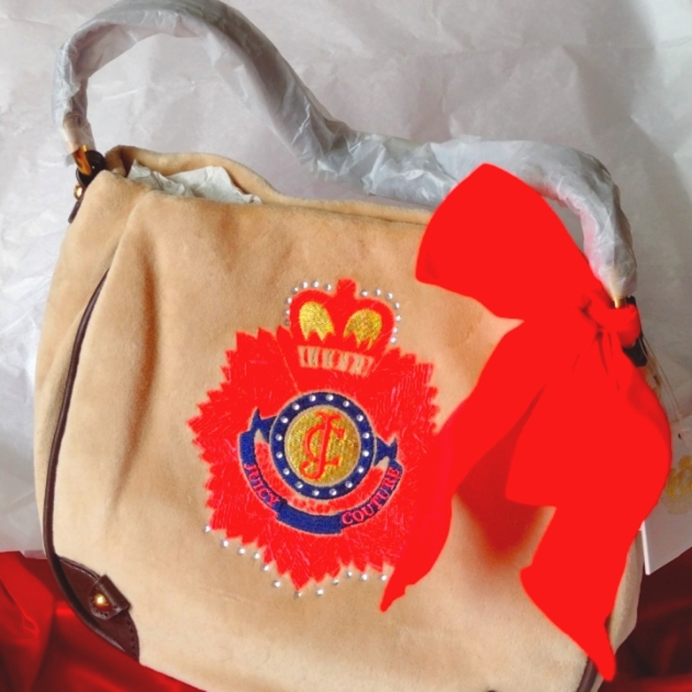 JC Velvet Cream Crest n' ๐ Orange Gold Black Monogram Crystal Embellished NWT - Picture 2 of 12